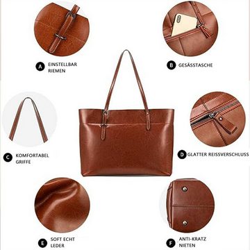 WISHDOR Handtasche Damen Henkeltasche Freizeittasche Tragetasche Tasche Vintage (Kunstleder Schultertasche Arbeitstasche tasche Laptoptasche Shopper , Bürotasche, Aktentasche, Unitasche, Top Griff), für Damen Frauen Jungen Freizeit Arbeit Business Schule Büro Reisen