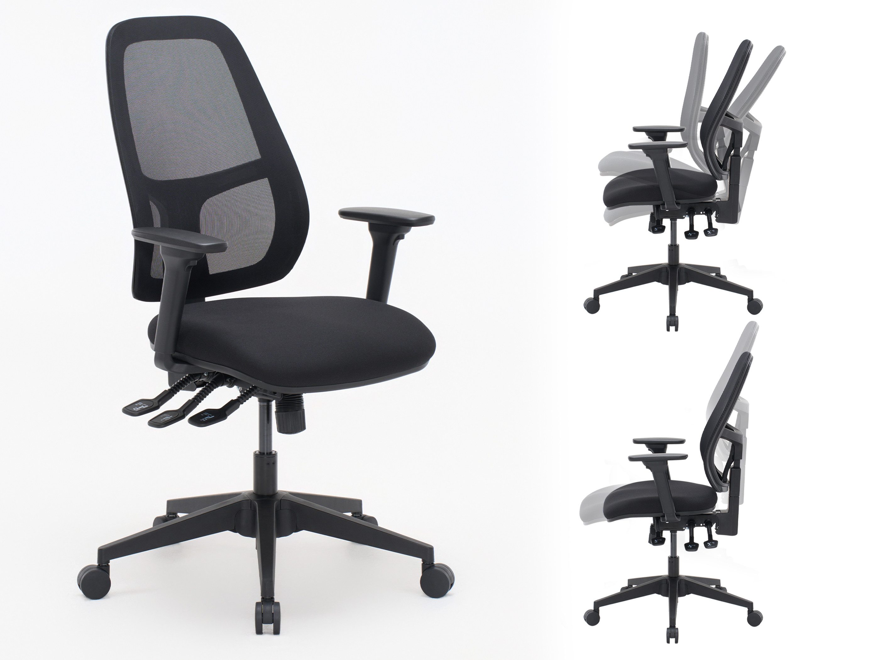 SeedWave Bürostuhl Ergonomisch Drehstuhl, verstellbare Sitztiefe, Rückenlehne- & Sitzhöhe, bis 150kg, Neigungsverstellung der Rückenlehne & Sitz, 3D-Armlehnen