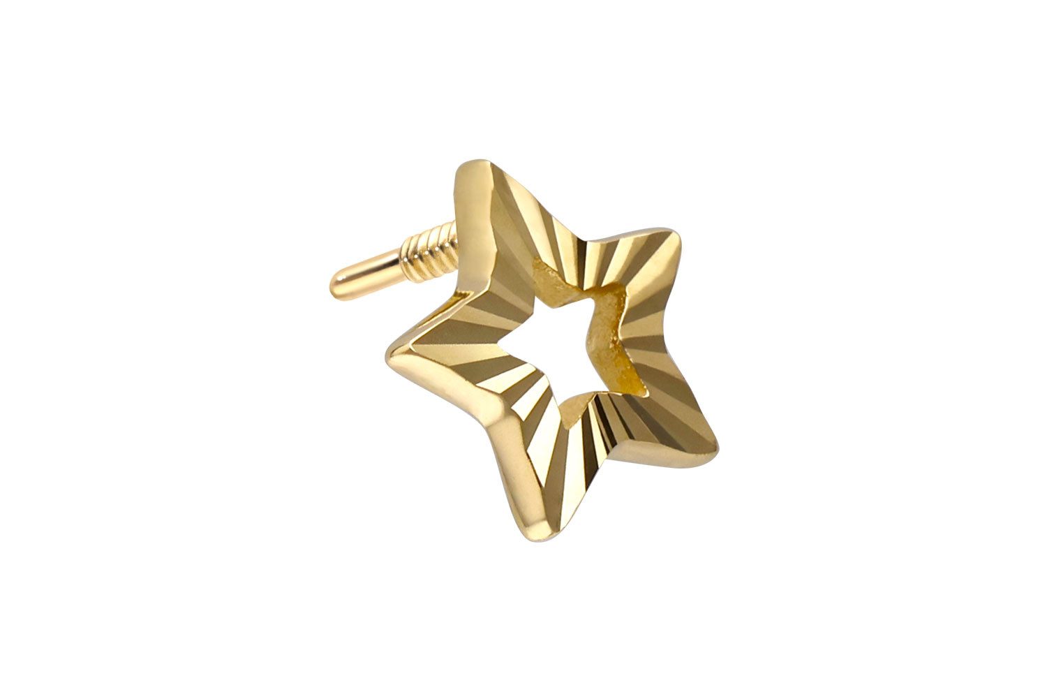 Piercing-Set 14 Karat Gold Schraubaufsatz mit Außengewinde STERN