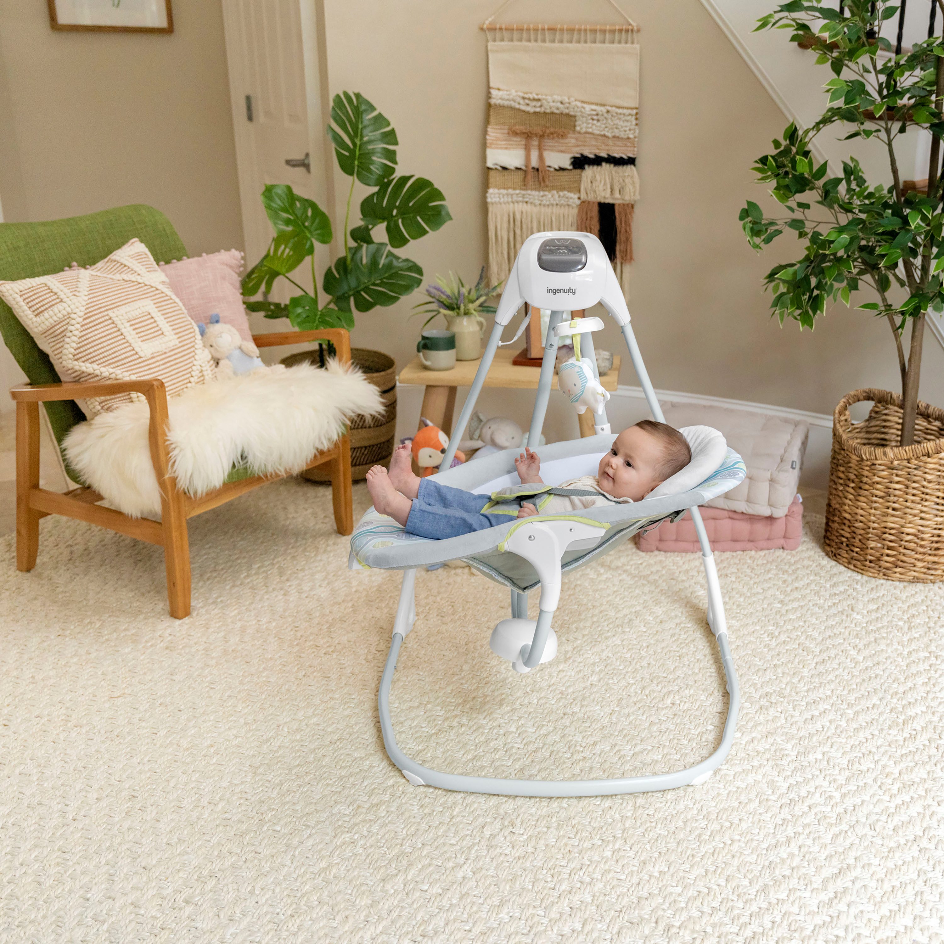 ingenuity baby rocker SimpleComfort Compact Soothing Swing - Everston, with sound effect