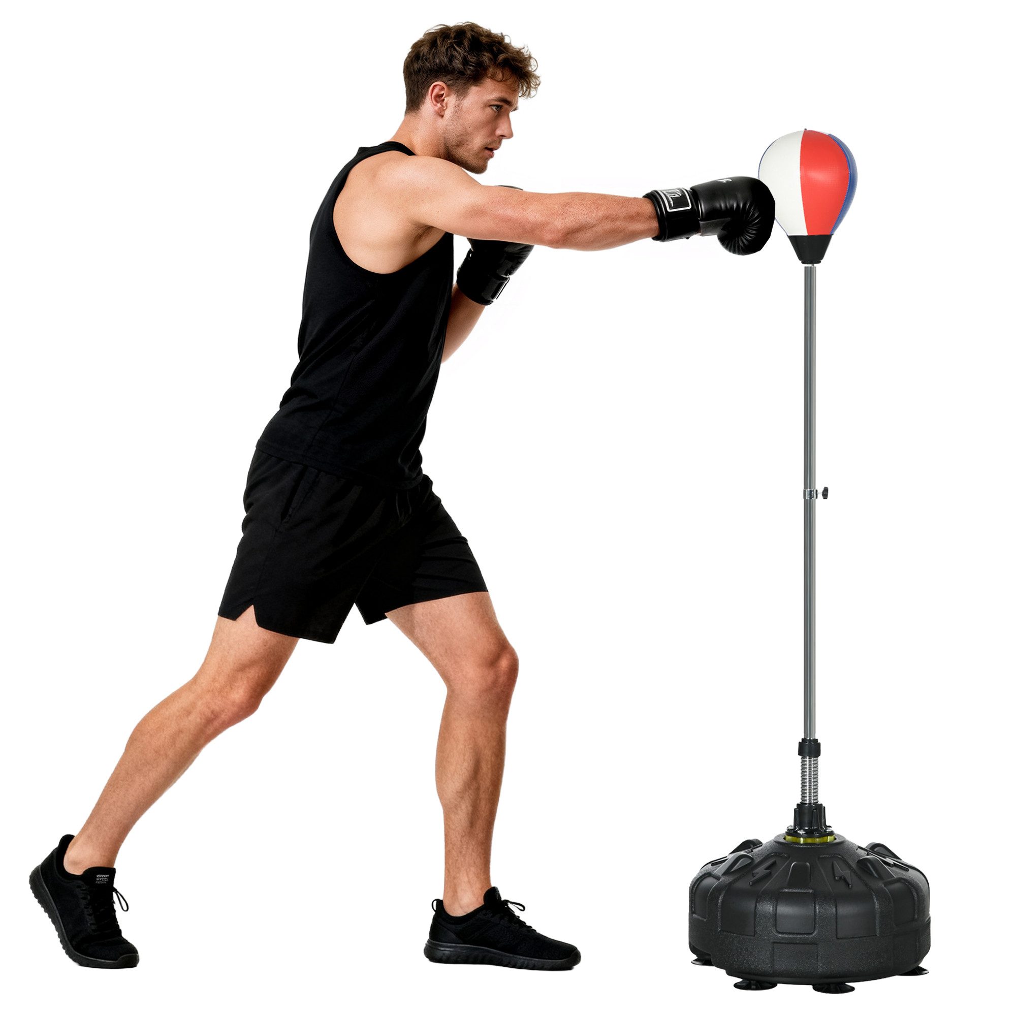 SPORTNOW Punchingball Boxball 147-165 cm höhenverstellbarer Standbox-Trainer (Standboxball, 1-tlg., Speedball), für Training, Übung, Schwarz