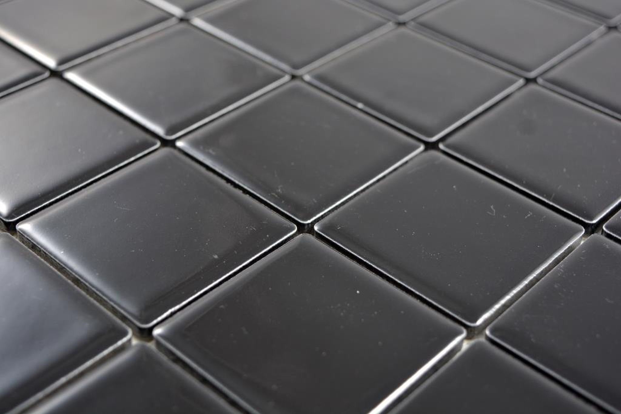 Mosani Mosaikfliesen Fliese schwarz Küchenrückwand Keramik Mosaik hochglanz