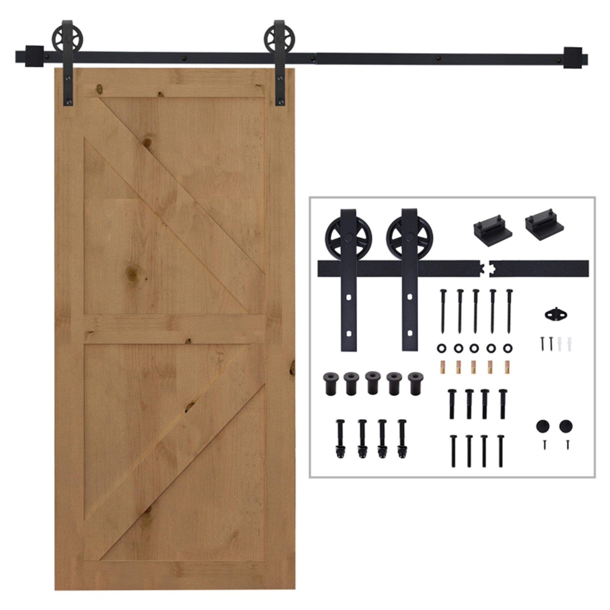 MC Star Türbeschlag Schiebetüren-Beschlagsatz 200 cm Komplett-Set mit Schienen, Rollen (für Wohnzimmer, Schlafzimmer, Schwarz)