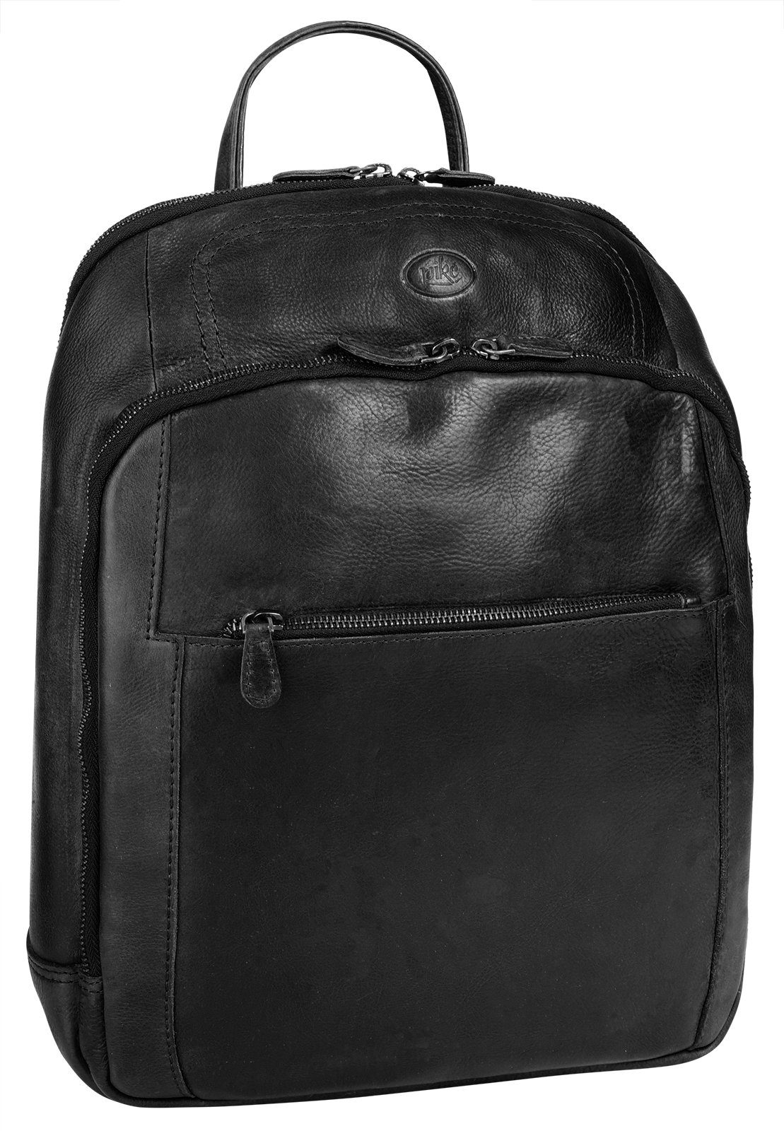 Piké Laptoprucksack, echt Leder, Made in Italy, Gepolstertes Notebookfach  innen (bis 14 Zoll)