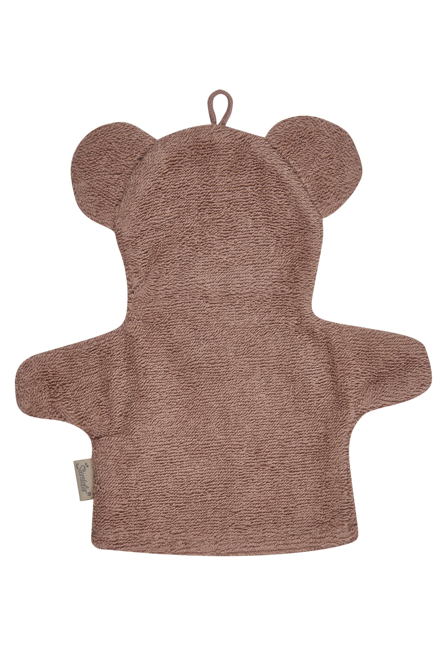 Sterntaler® Waschhandschuh Waschhandschuh BÄR Bo, Frottee (1-St), Waschhandschuh BÄR Bo, aus Frottee, 2in1 Handpuppe u Waschlappen