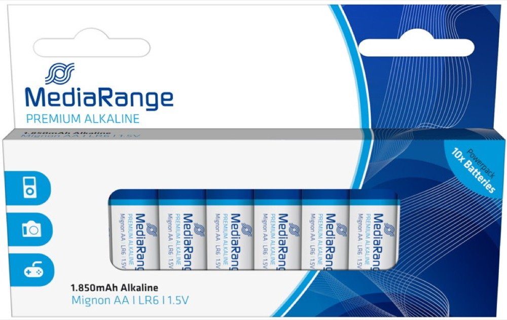 Karton / im Mediarange Alkaline AA Premium 10 10er Mediarange Batterien Mignon Batterie