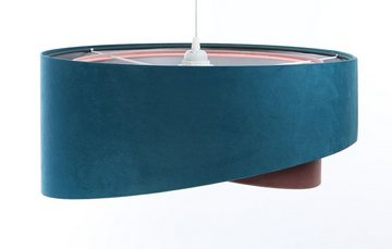 Licht-Erlebnisse Pendelleuchte MARLON, ohne Leuchtmittel, Ø 50 cm E27 in Weiß Türkis Rosa Silber Wohnzimmer Stoff Metall Modern