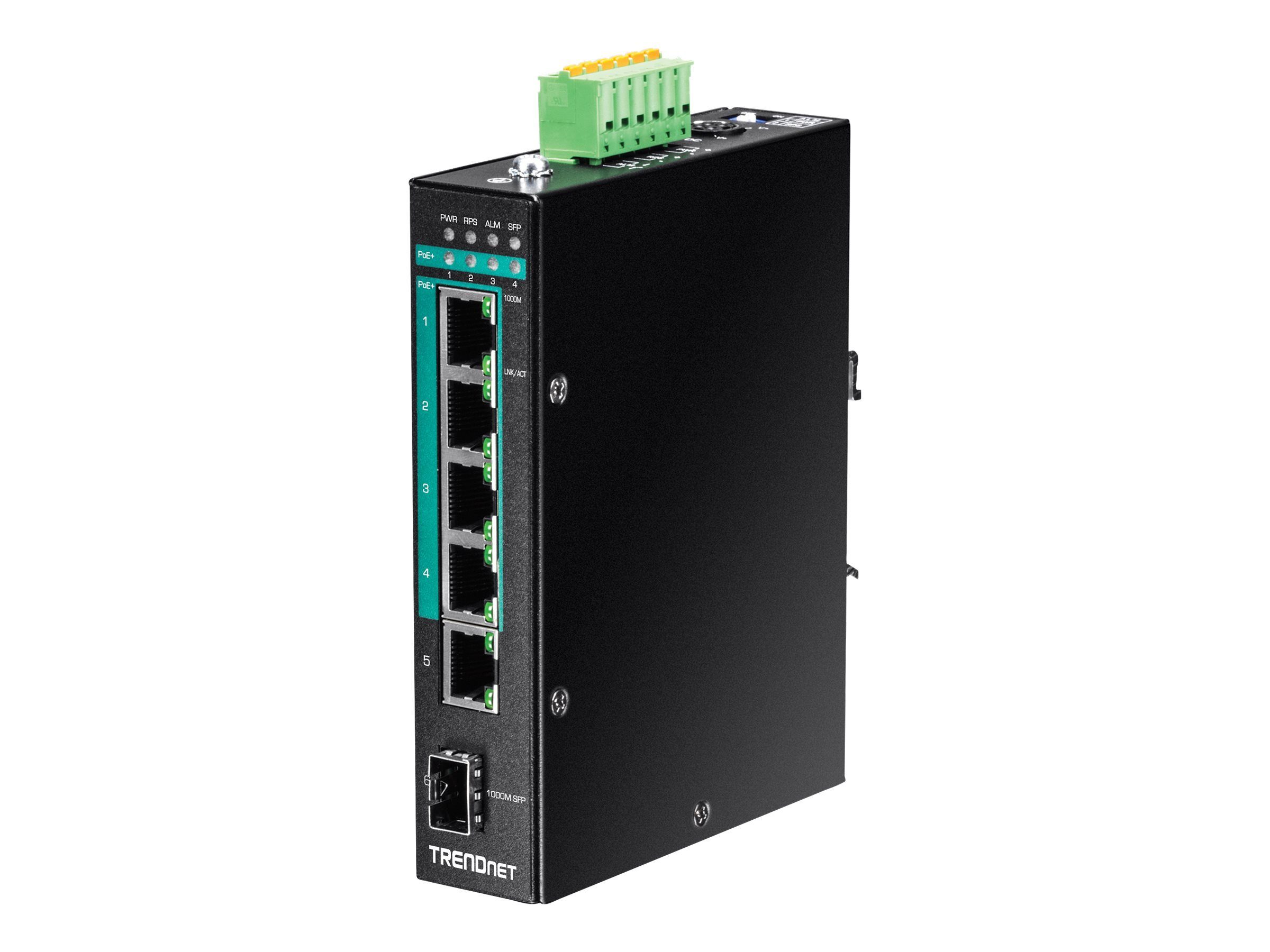 TRENDNET Switch 6-port Indust. Gbit PoE+ DIN Rail metall Layer 2 120W Netzwerk-Switch
