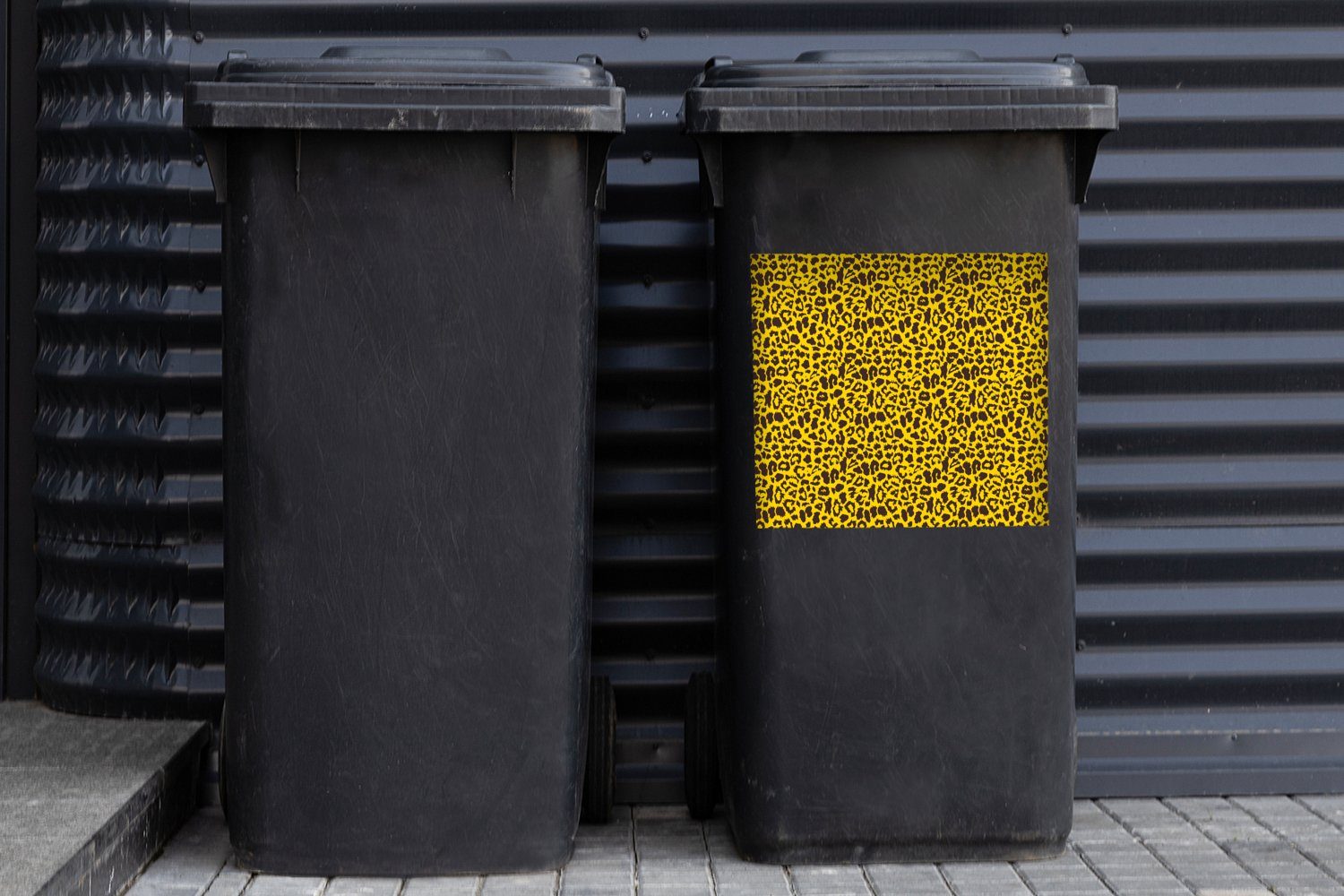 Container, Abfalbehälter Mülltonne, Sticker, MuchoWow (1 - Tiermuster Tiger Wandsticker Gelb - Mülleimer-aufkleber, St),