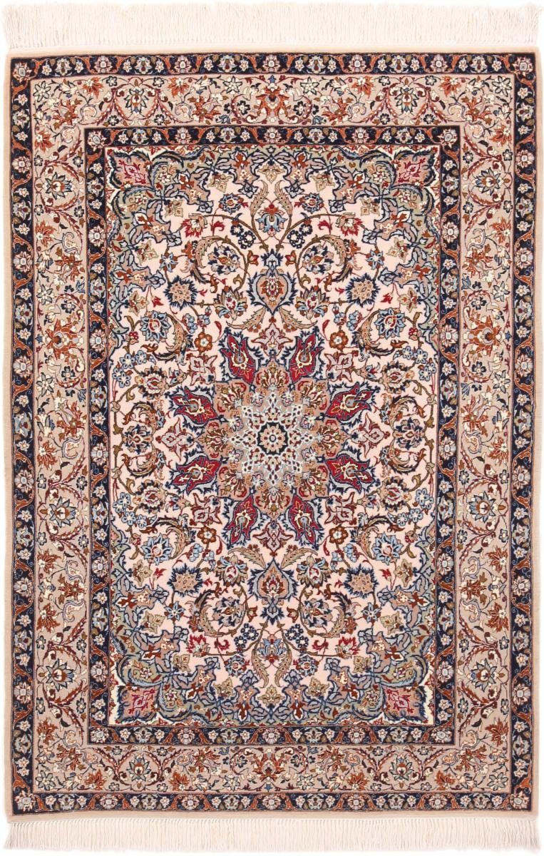 Orientteppich Isfahan Seidenkette 113x164 Handgeknüpfter Orientteppich, Nain Trading, rechteckig, Höhe: 6 mm