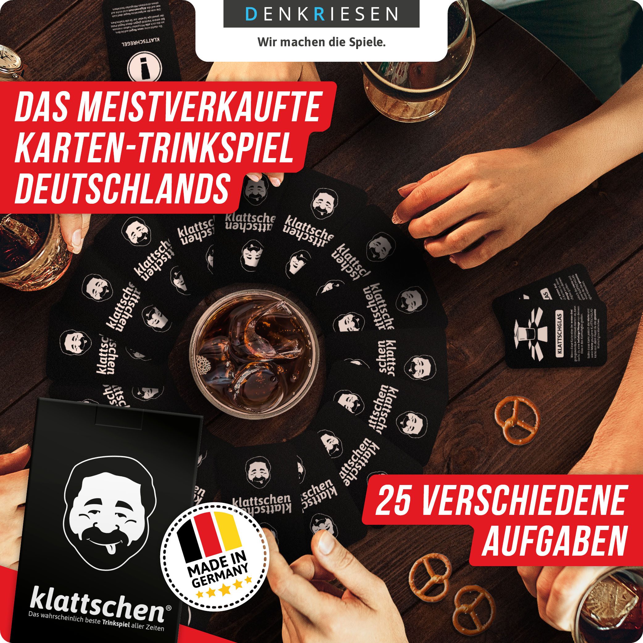 Denkriesen Spiel Klattschen Trinkspiel Kartenspiel, Partyspiel, Made in Germany