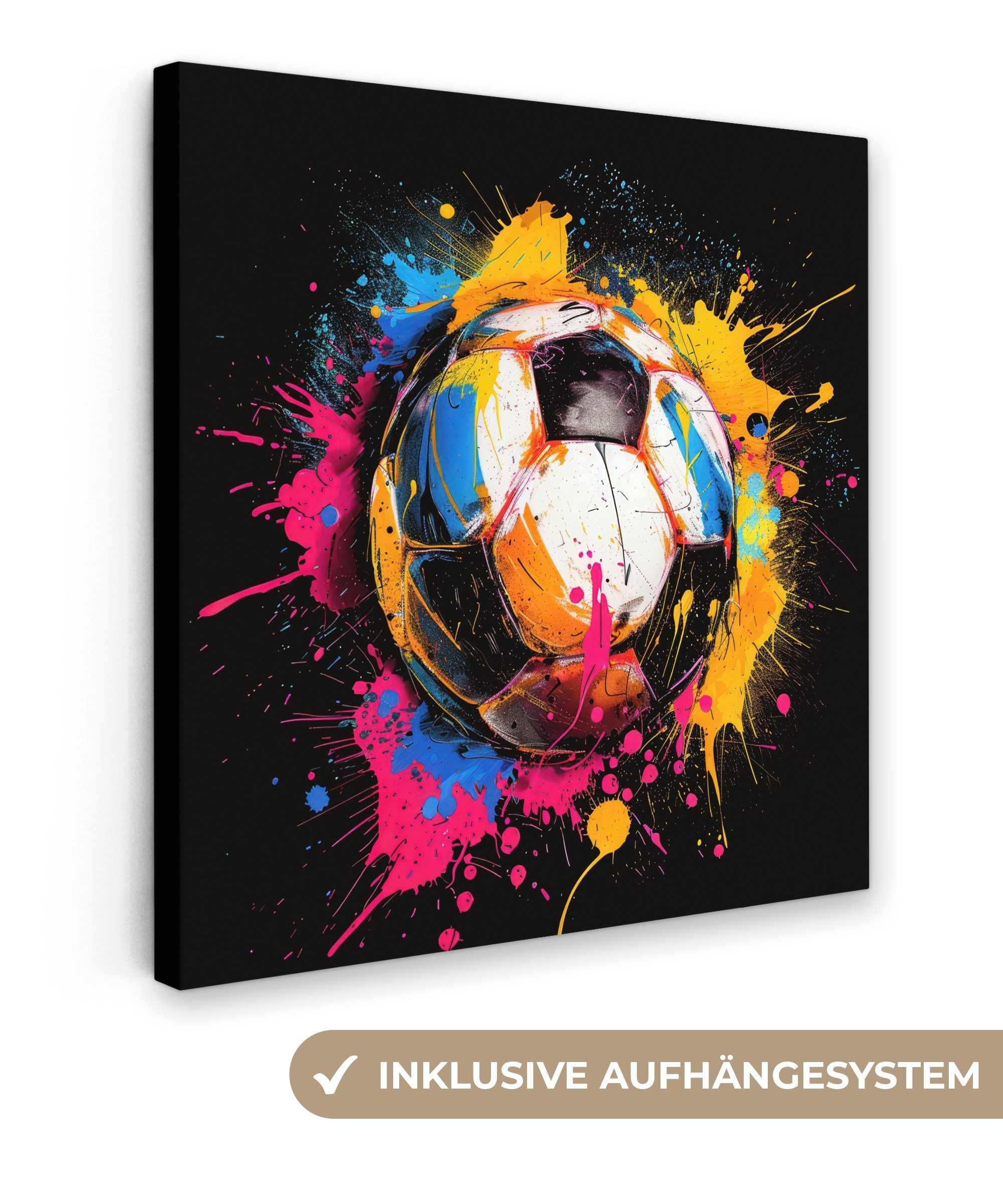 OneMillionCanvasses® Leinwandbild Graffiti - Sport - Fußball - Farbe - Ball günstig online kaufen