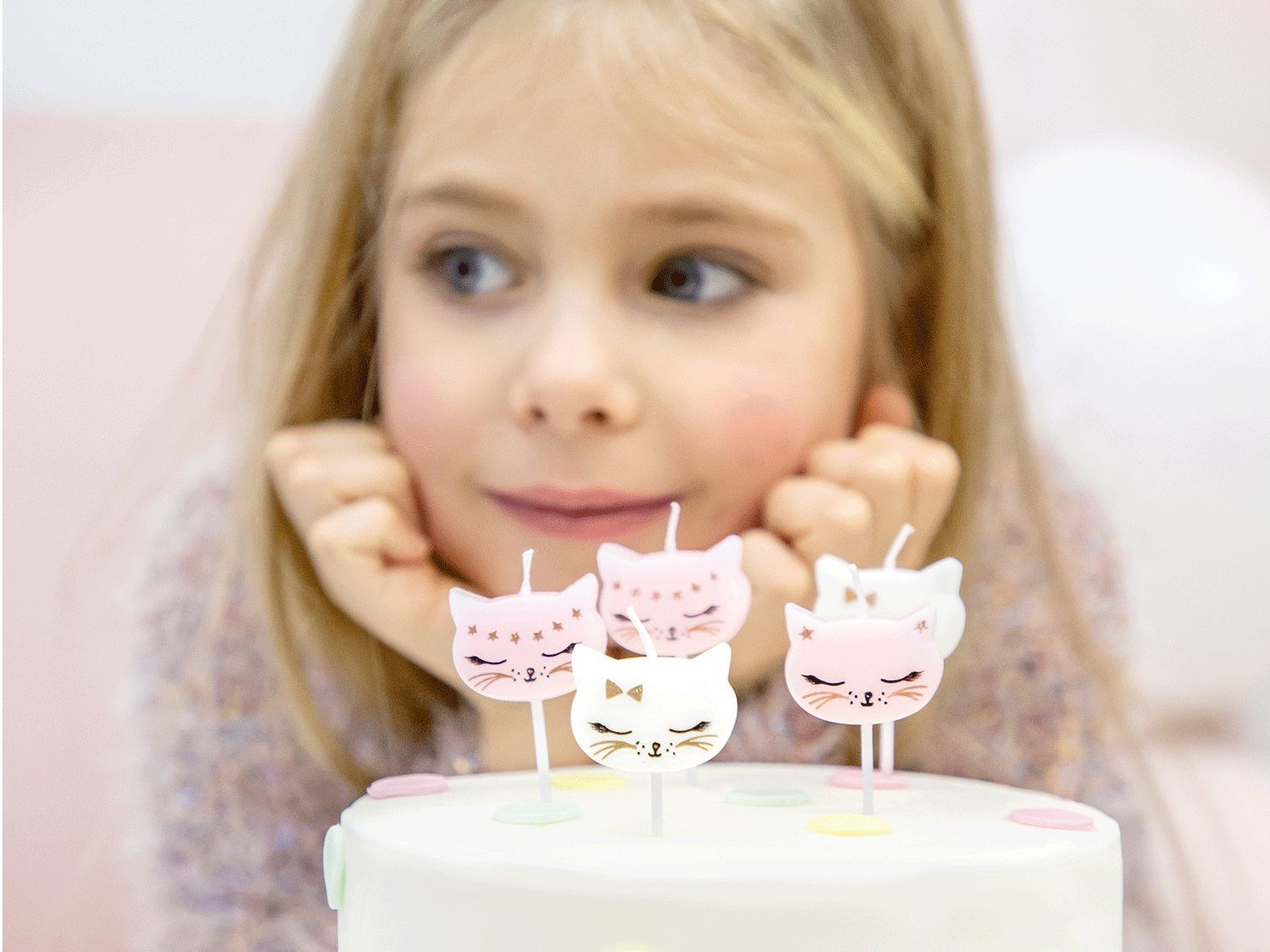 partydeco Geburtstagskerze, Geburtstagskerzen Katzen 2cm weiß günstig online kaufen
