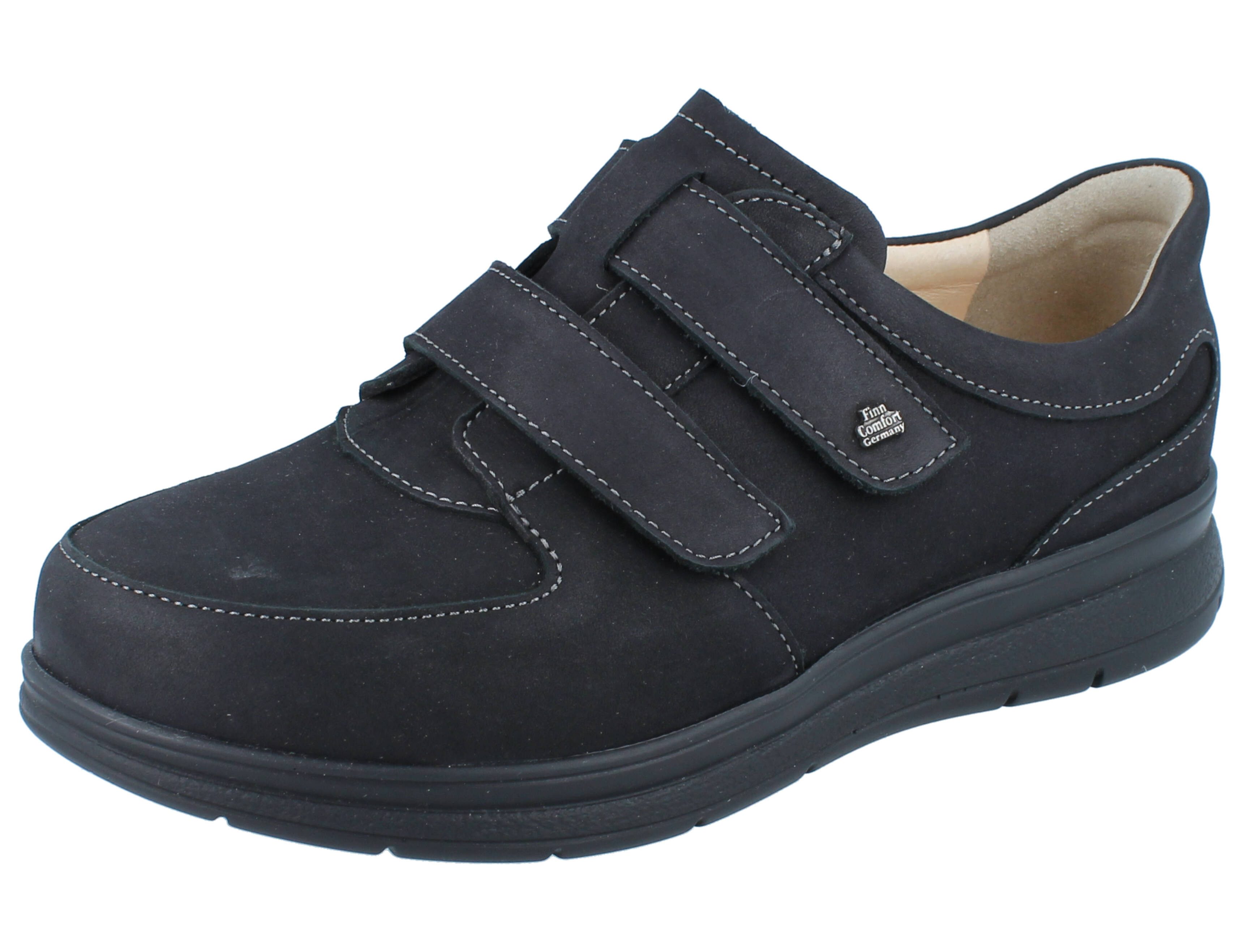 Finn Comfort FINN COMFORT Reims Damen Kletthalbschuhe schwarz Nubukleder - Größe: Schnürschuh Wechselfußbett