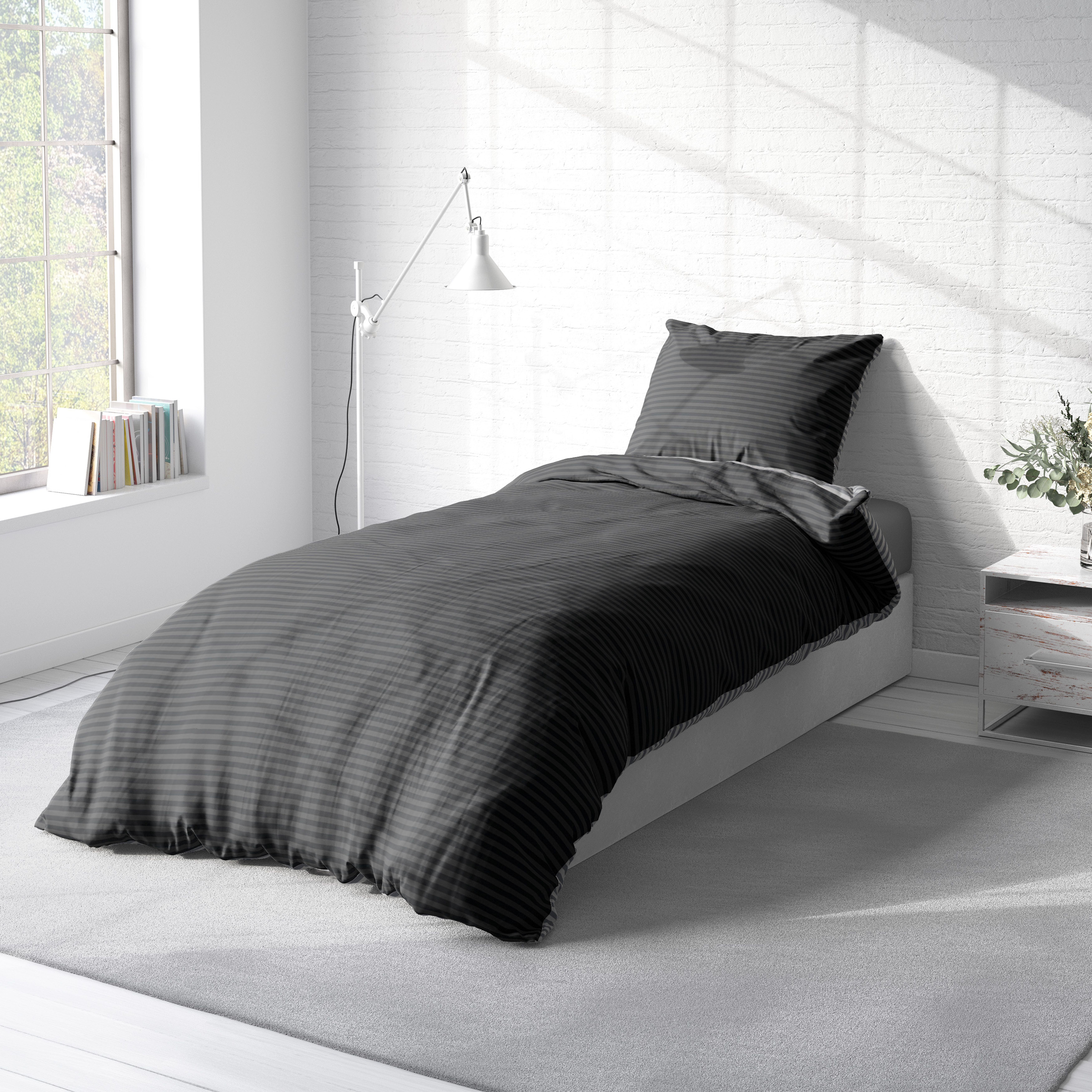 One Home Bettwäsche Wende Streifen, Renforcé, 2 teilig, gestreift und modern, Baumwolle Normalgröße