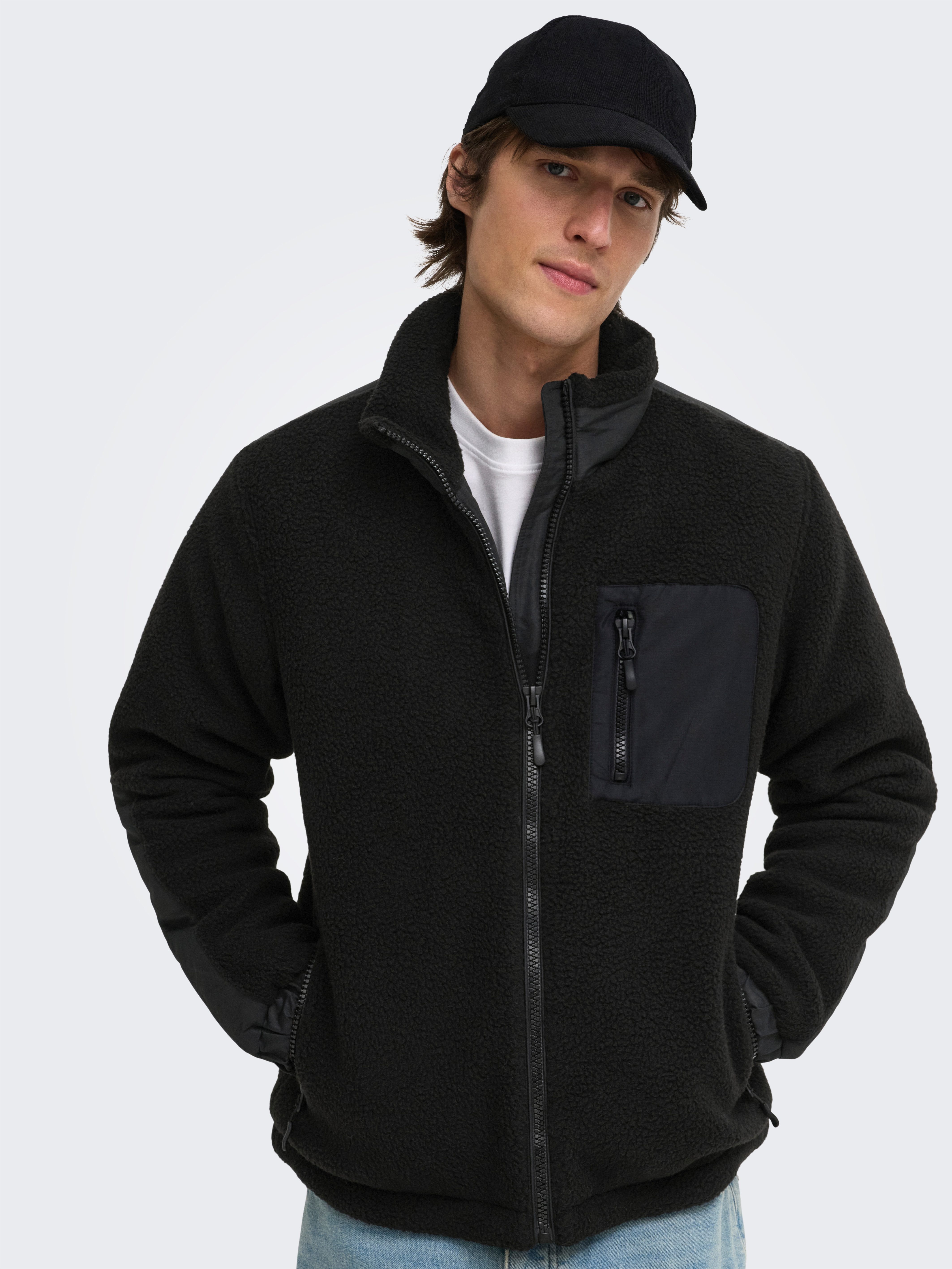 ONLY & SONS Kurzjacke ONSTYRO PADDED SHERPA JACKET NOOS Polyester, regular fit