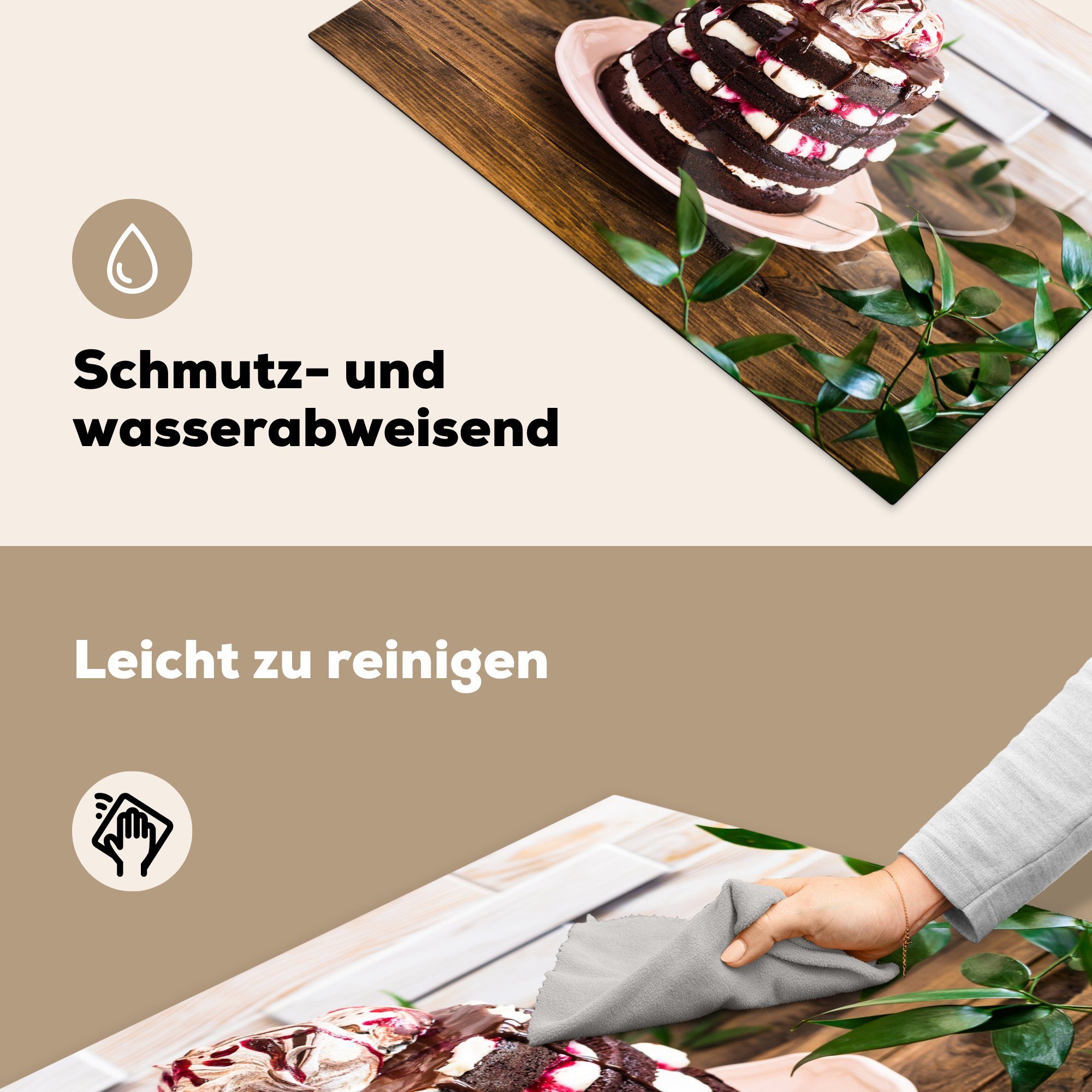81x52 küche, für (1 Schutz Schokoladenkuchen Deutsch Vinyl, cm, Herdblende-/Abdeckplatte - die - Ceranfeldabdeckung MuchoWow tlg), Gebäck, Induktionskochfeld