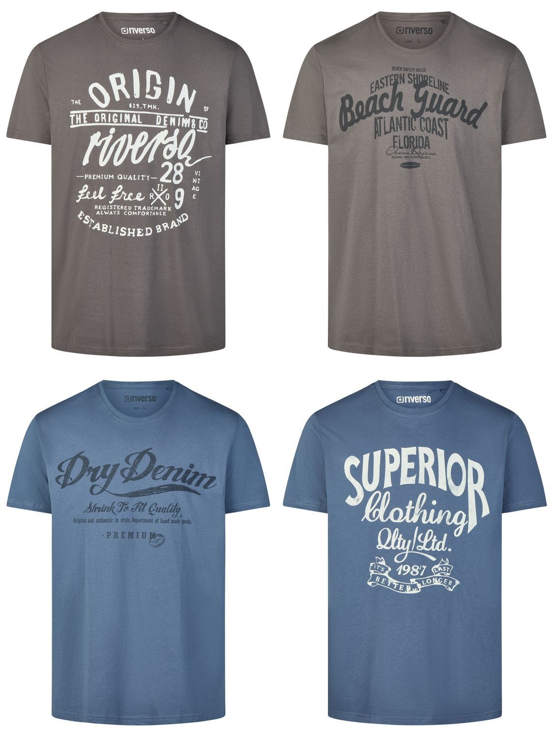 riverso T-Shirt Herren Printshirt RIVLeon Regular Fit (4-tlg) Kurzarm Tee S günstig online kaufen