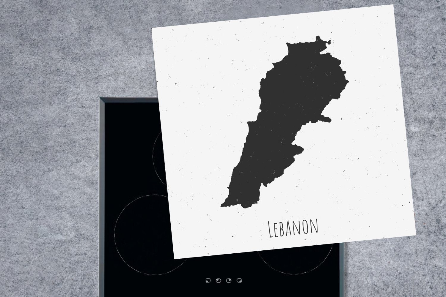 schwarzen Libanon, Vinyl, für Ceranfeldabdeckung, Karte Arbeitsplatte 78x78 MuchoWow küche des tlg), Illustration cm, (1 Herdblende-/Abdeckplatte einer