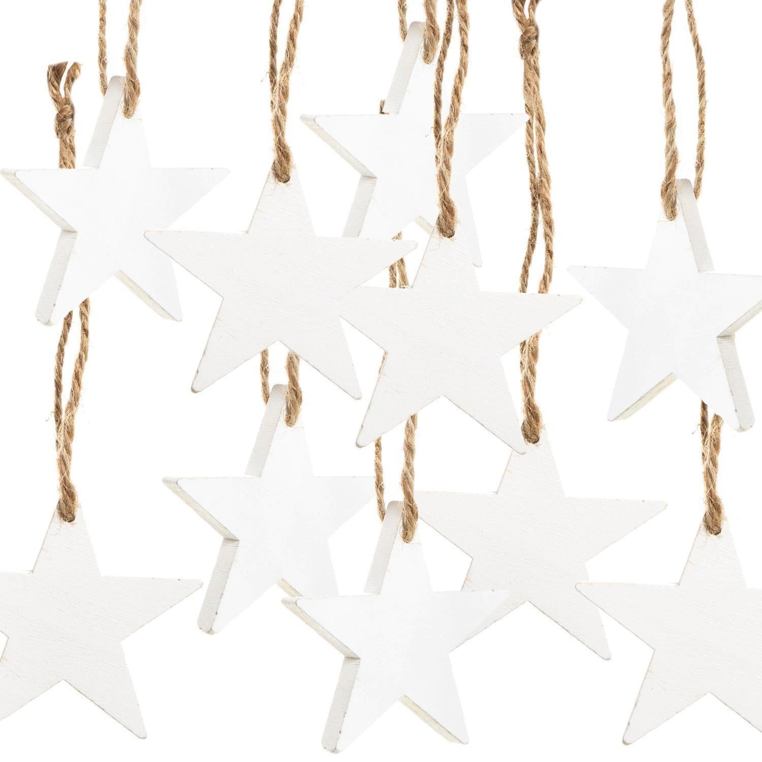 Logbuch-Verlag Dekofigur Weiße Holzsterne Anhänger 7 cm – 10-teiliges Set B günstig online kaufen