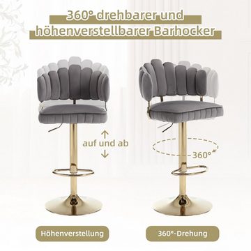 OKWISH Barhocker Barhocker 2er-Set, Drehhocker Barstühle (mit Fußstütze für Küche und Esszimmer), Drehbare Barhocker-Set, verstellbaren Tresenstühlen