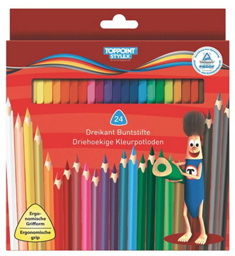Stylex Schreibwaren Buntstift 144 (6x 24) Dreikant Buntstifte 24 Farben Farbstifte