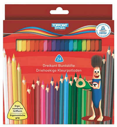 Stylex Schreibwaren Buntstift 24 Dreikant Buntstifte 24 Farben Farbstifte Malstifte