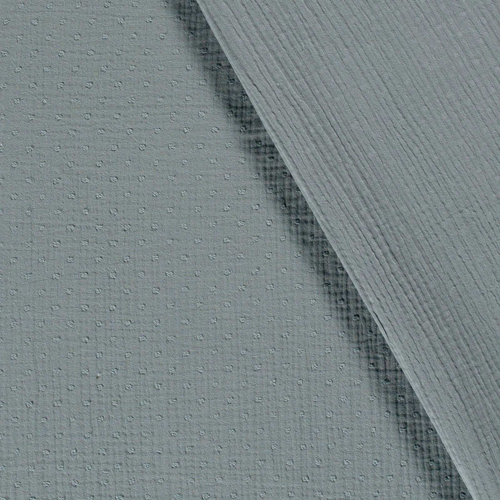 maDDma Stoff Musselin-Stoff gepunktet ab 50x130cm uni Double Gauze Mulltuch, 106 - graublau