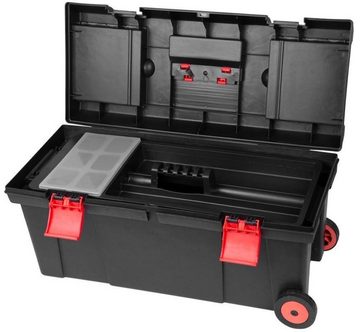 PROREGAL® Werkzeugbox Kunststoff-Werkzeugkofferwagen 66x30x32cm verstellbarer Griff