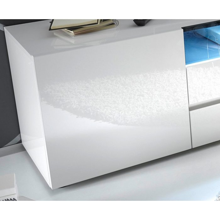 MCA furniture Lowboard Vicenza (TV Unterschrank 203 x 49 cm) weiß Hochglanz lackiert Soft-Close TE9830