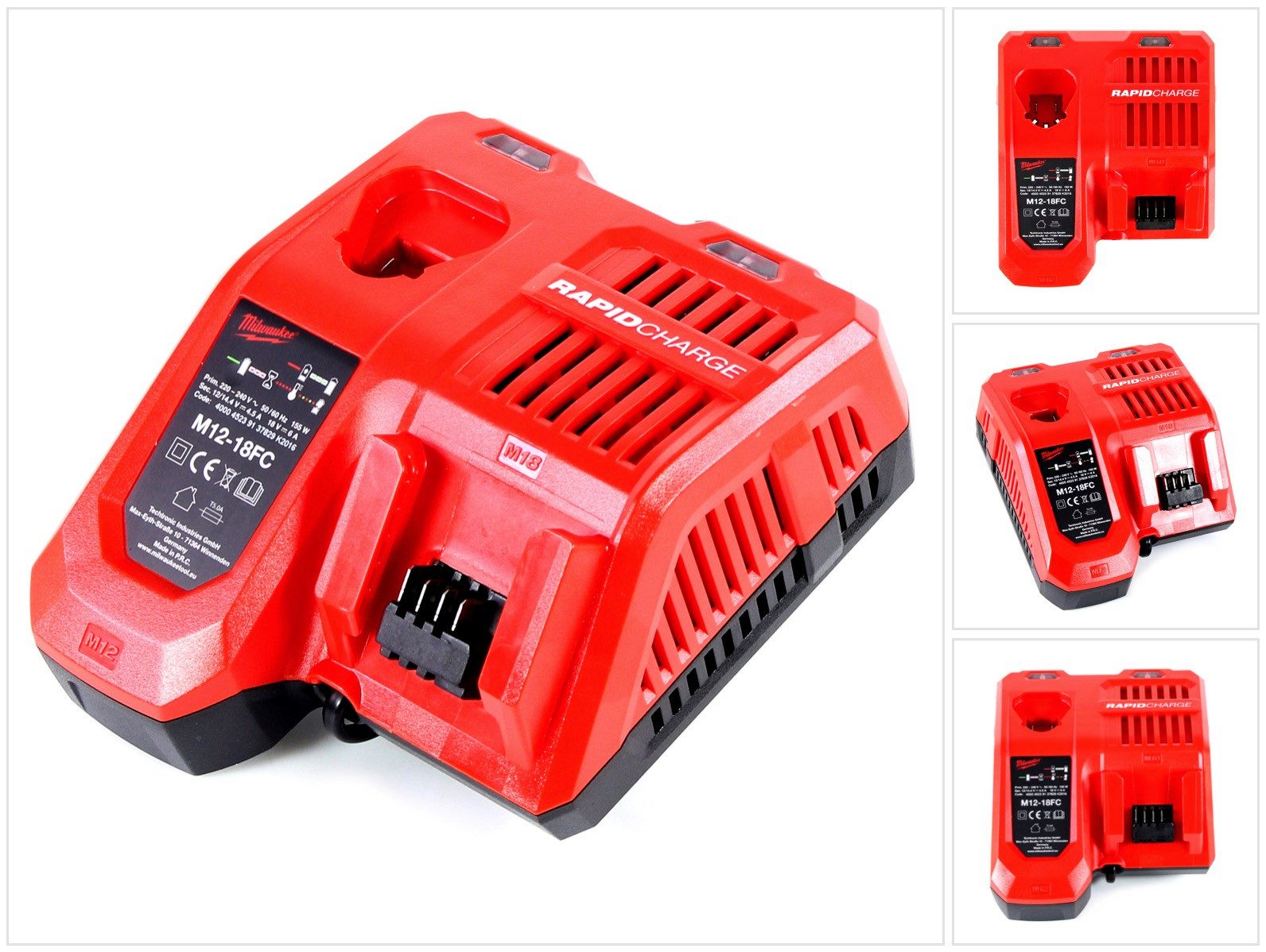 Milwaukee M12-18FC Schnell Ladegerät Universal für 12, 14 und 18 Volt Li-Ion Schnelllade-Gerät
