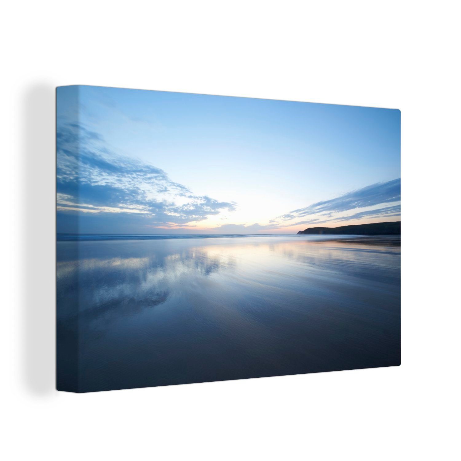 Leinwandbilder, auf (1 cm mit Blick Spiegelung, Wandbild Wanddeko, 30x20 Leinwandbild St), OneMillionCanvasses® das Aufhängefertig, Meer