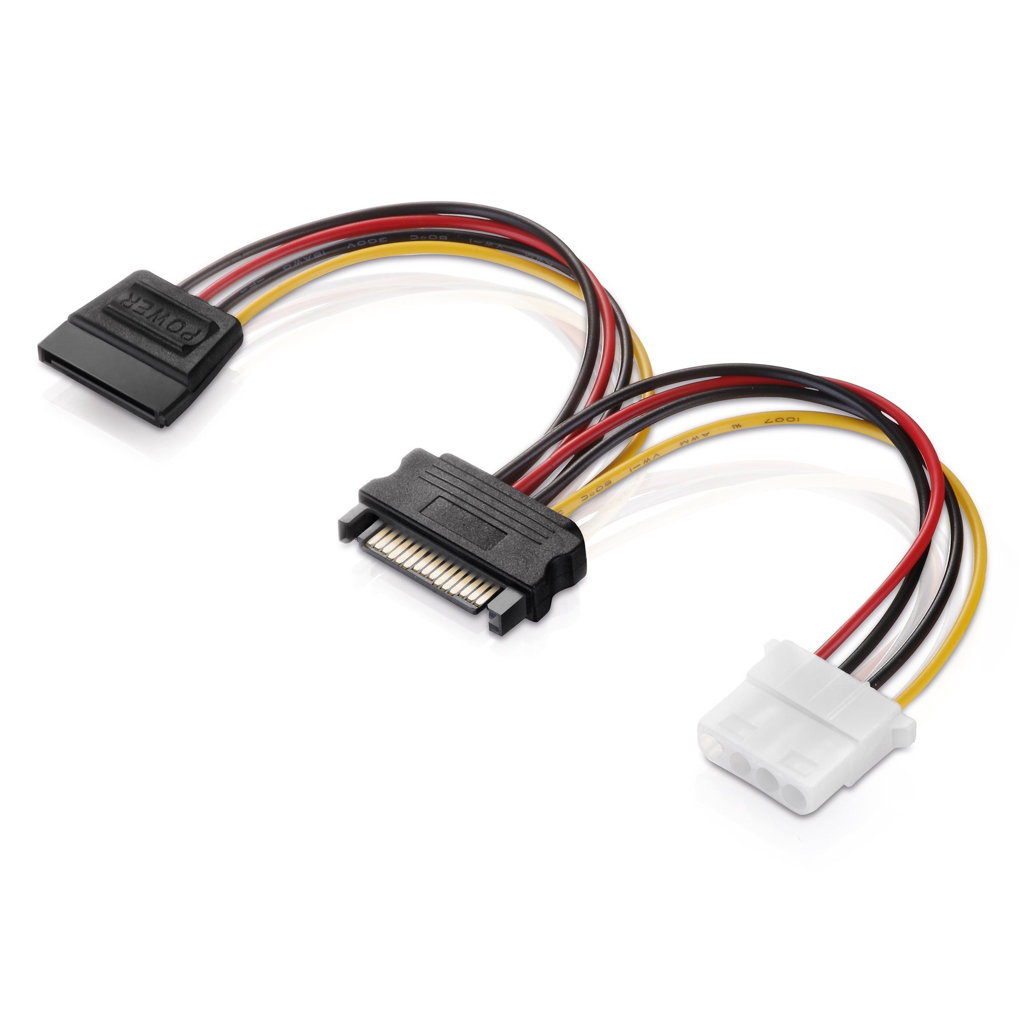Netzteil-Adapter-Kabel 15-polig SATA-Anschluss auf 4-polig IDE und Computer-Kabel