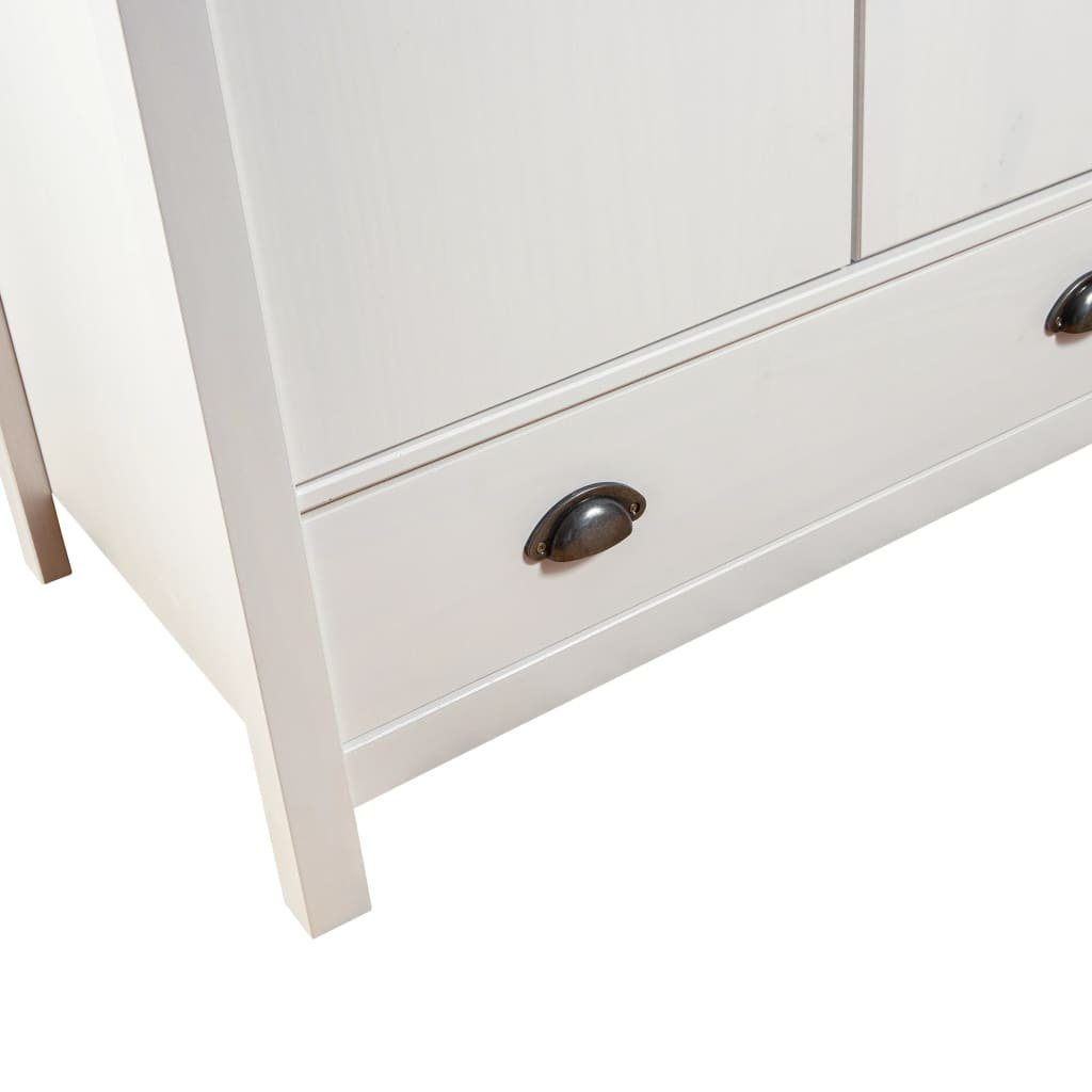 furnicato Kleiderschrank mit 3 cm Kiefernholz (1-St) Weiß Hill Türen 127x50x170