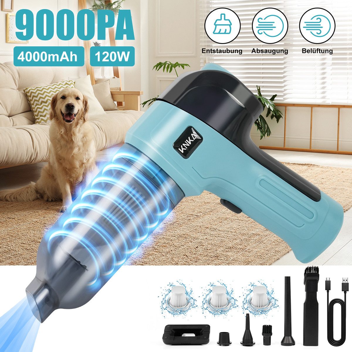 KNKA Bodenstaubsauger AC1108, 700W Staubsauger, Leistungsstark, mit energiesparenden, 700,00 W, mit Beutel, mit 2er XL Staubbeutel, Bodendüse für Parkett, Teppich, Fliesen