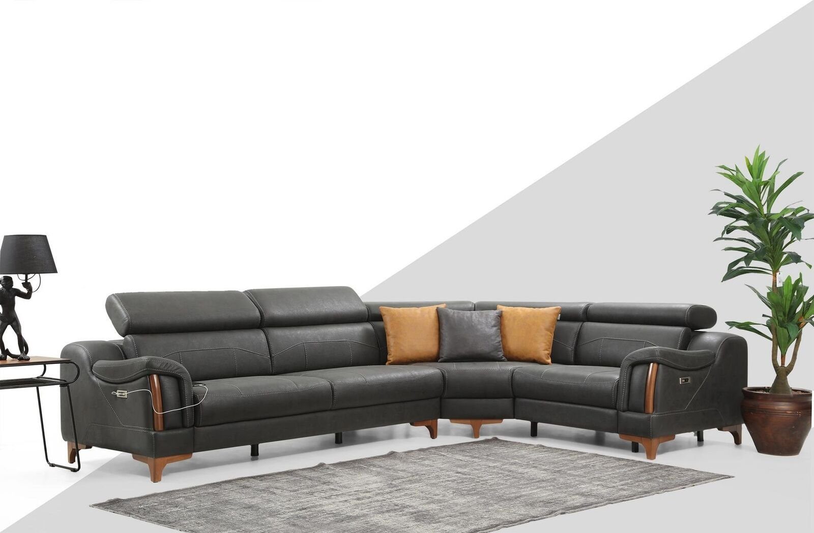 JVmoebel Ecksofa Ecksofa L-Form Sofa Couch Design Polster Modern Textil Möbel, 4 Teile, Made in Europa