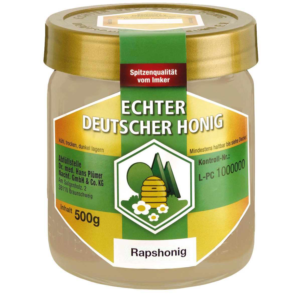 BIHOPHAR Honig, Bihophar Echter Deutscher Honig DIB Raps Honig mild aromatisch 500g