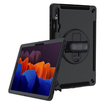 Lobwerk Tablet-Hülle 4in1 Hülle für Samsung Galaxy Tab S7+ Plus Tab S T970 T975 X800 12.4, Sturzdämpfung, Aufstellfunktion, Outdoor