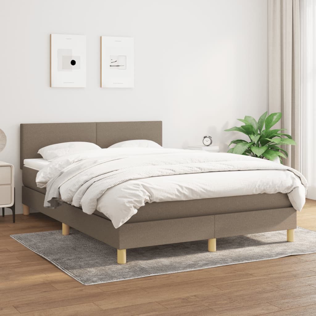 vidaXL Boxspringbett Boxspringbett mit Matratze Taupe 140x200 cm Stoff Bett günstig online kaufen