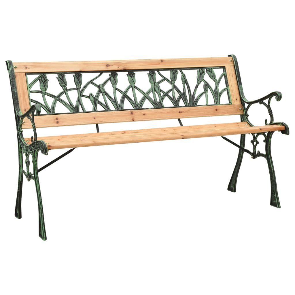 furnicato Gartenbank 122 cm Gusseisen und Massivholz Tanne