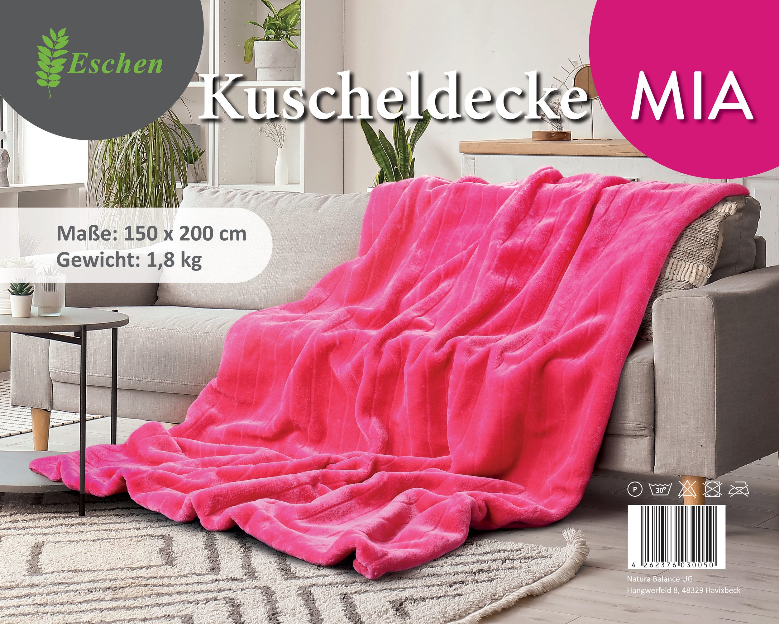 Natura Balance Tagesdecke Decke pink 1,8 kg Kuscheldecke 150x200 Tagesdecke, sehr schwere Kuscheldecke. 1,8 Kilo.