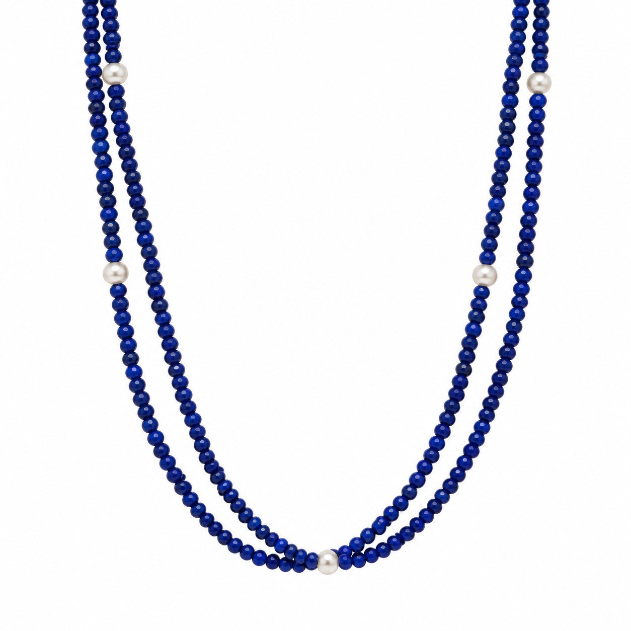 Sogni d'oro Collier mit Lapis und Perlen, zweireihig, Silber 925
