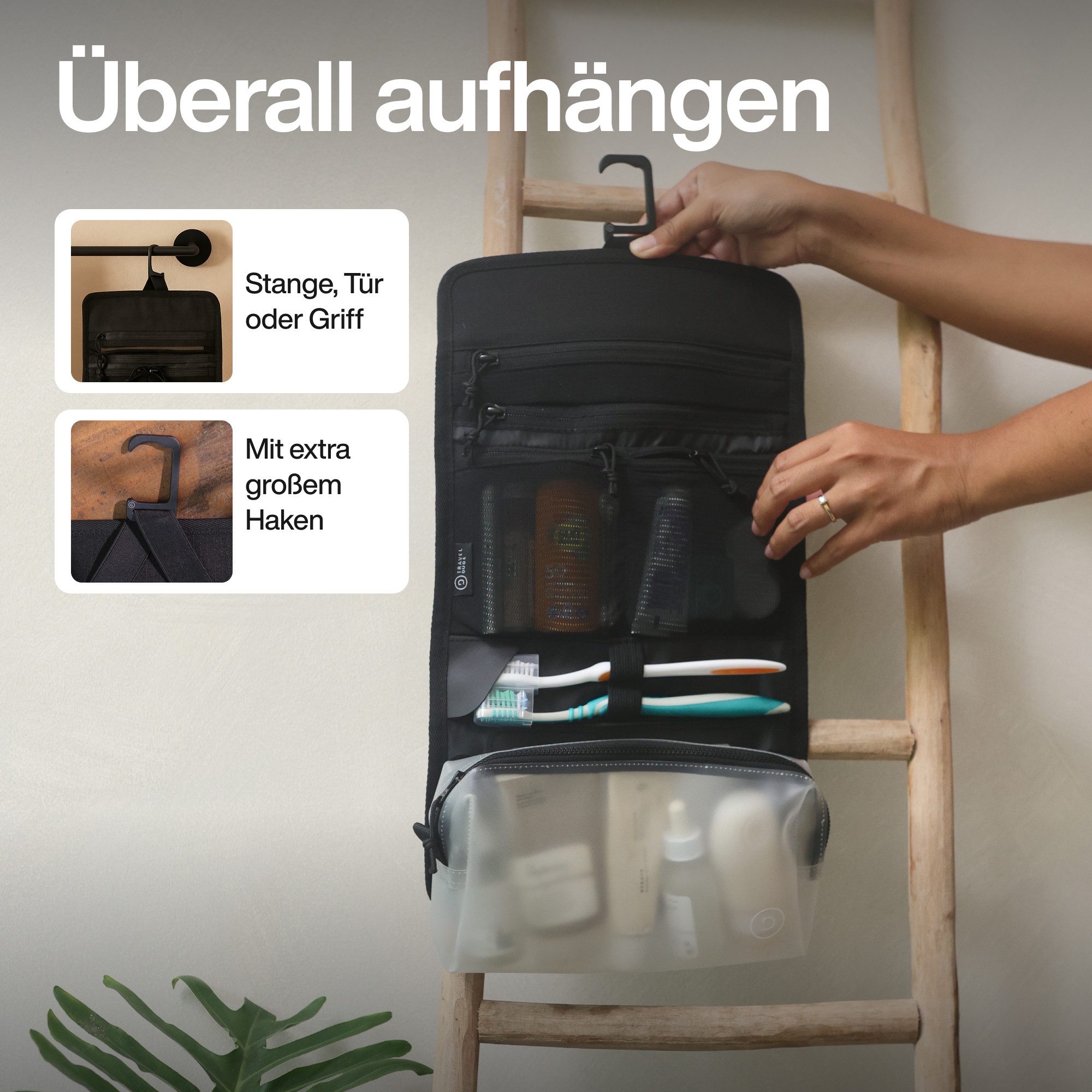 TRAVEL DUDE Kulturbeutel Faltbare Kulturtasche mit transparenter Kosmetikta günstig online kaufen
