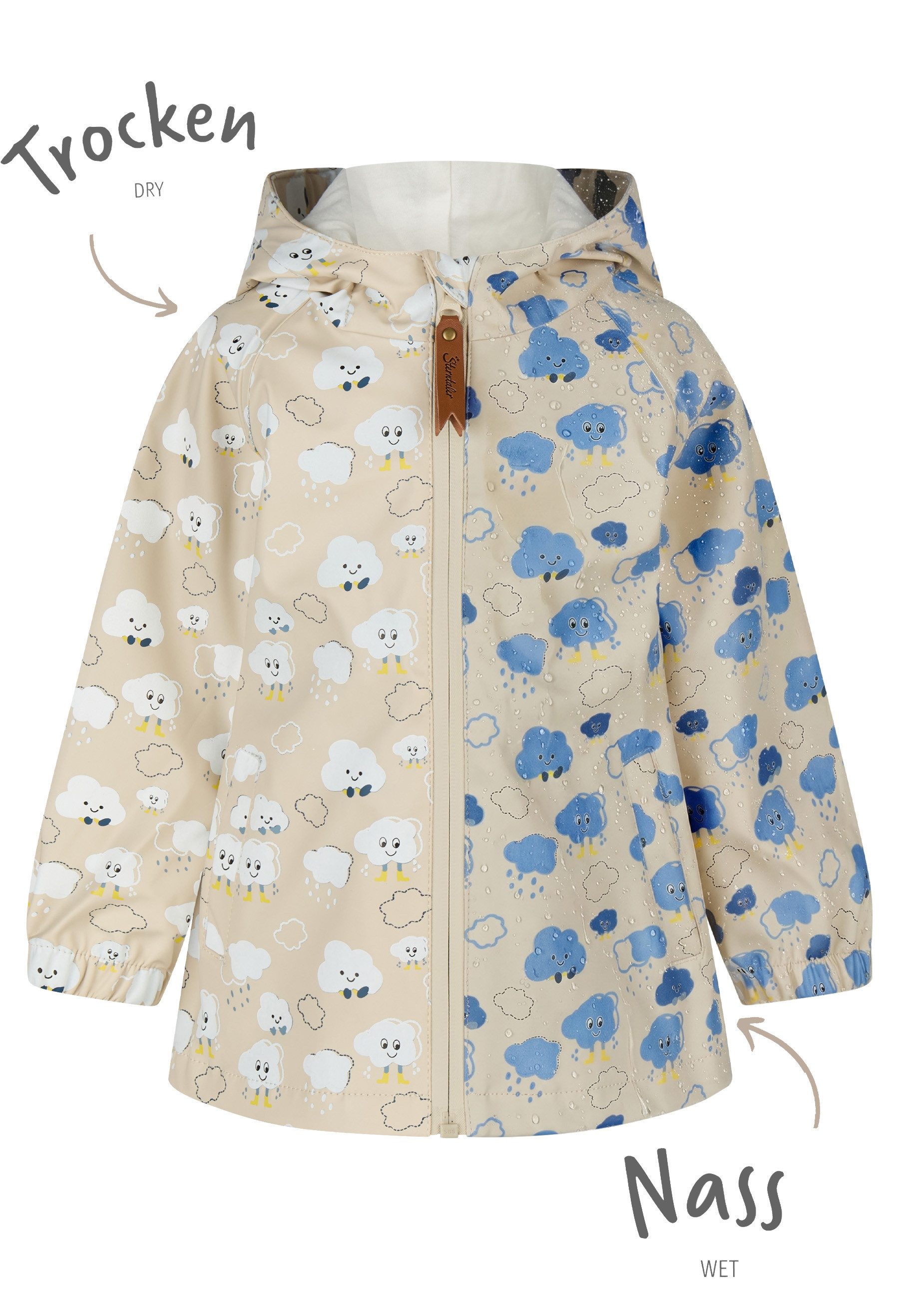 Sterntaler® Regenjacke Farbwechsel Regenjacke Wolken (1-St) Wasserdichte Regenjacke mit Farbwechsel und Reflexdetails