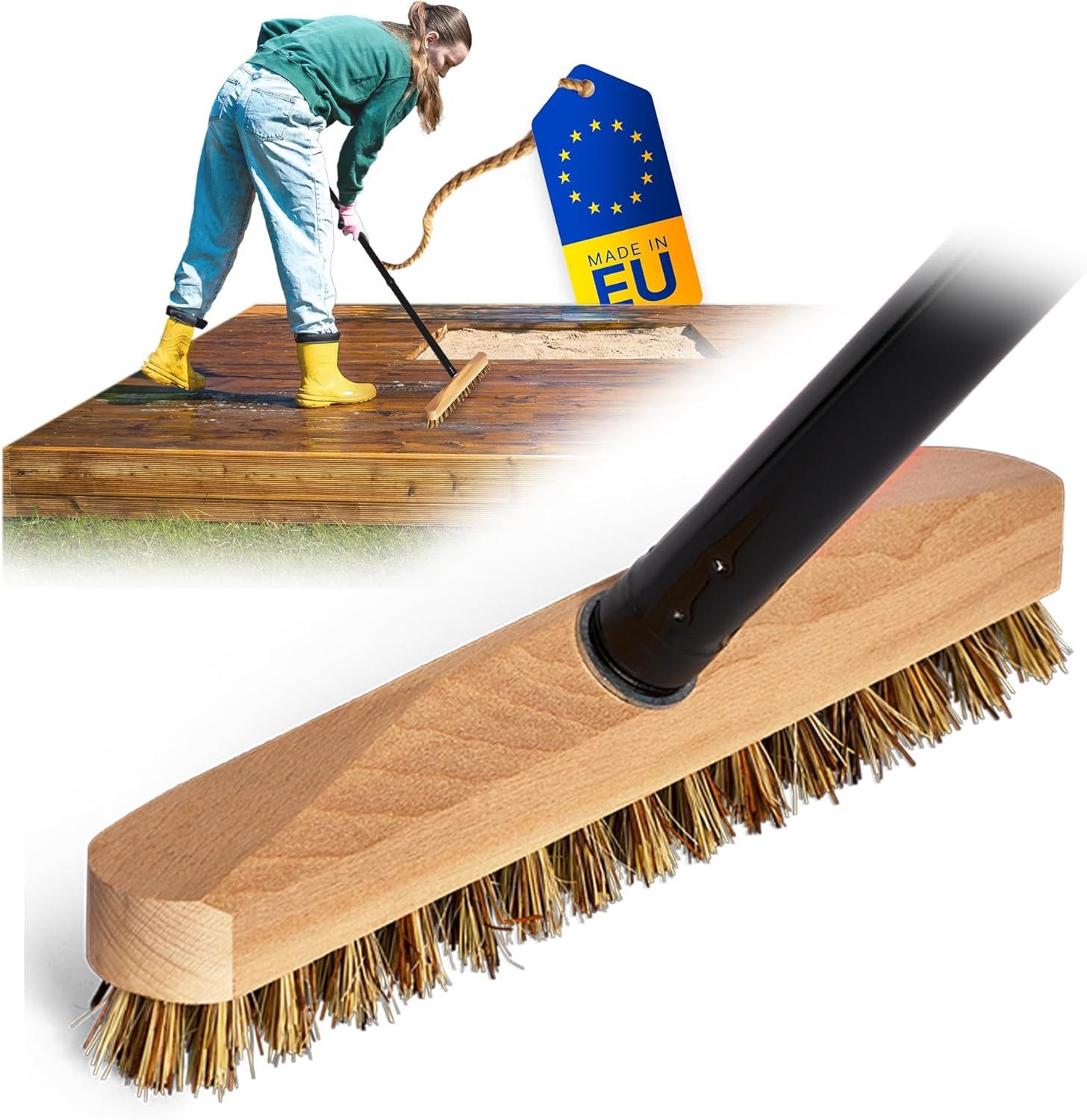 Novaliv Reinigungsbürste 20231-30654-1x, (1-tlg), Schrubber aus Holz mit Borsten Wischer mit Gewinde und Schraub- Stecks