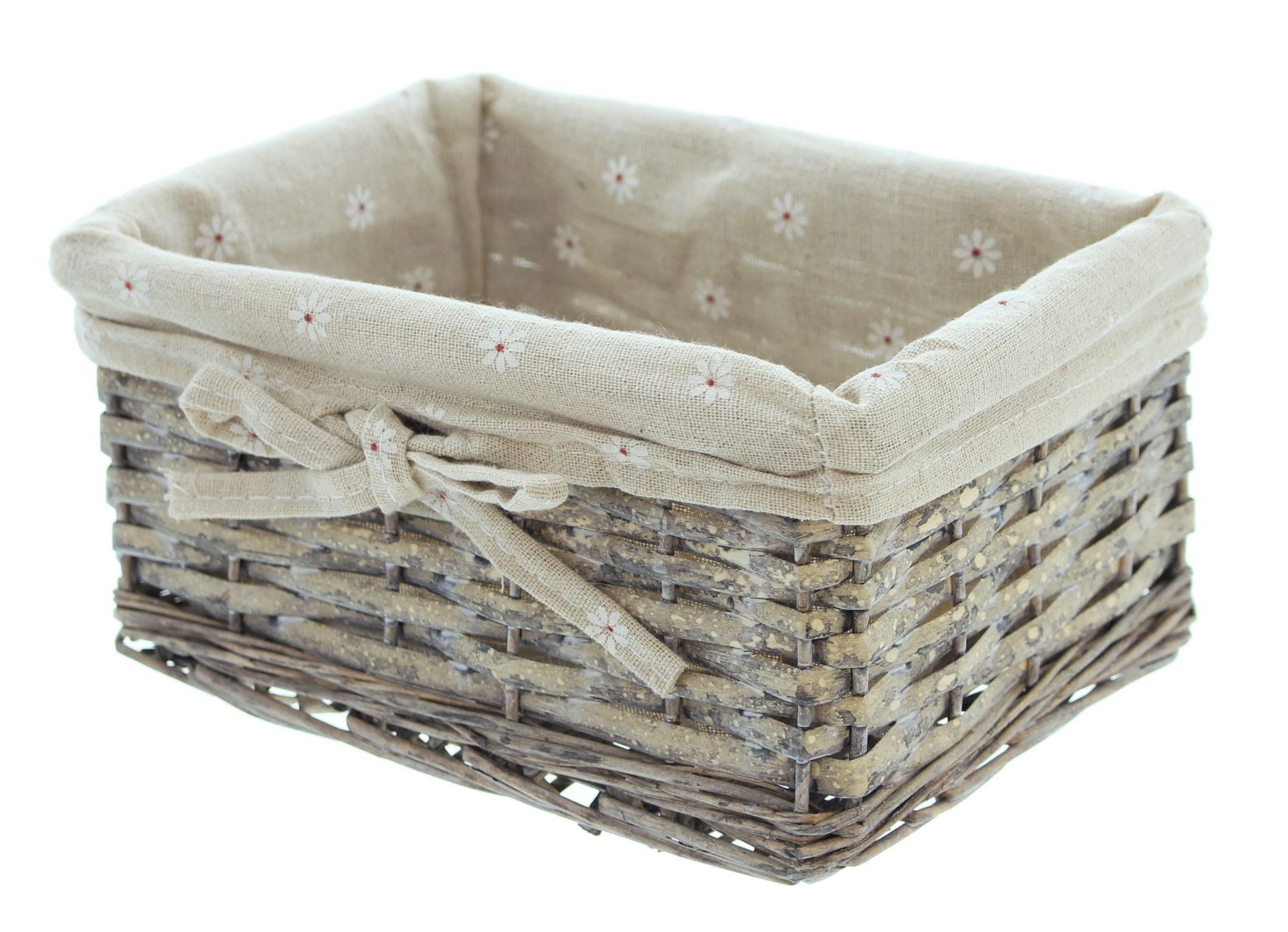 Frank Flechtwaren Allzweckkorb Füllkorb Blümchen" mit Textileinlage, grau, Aufbewahrungskorb"