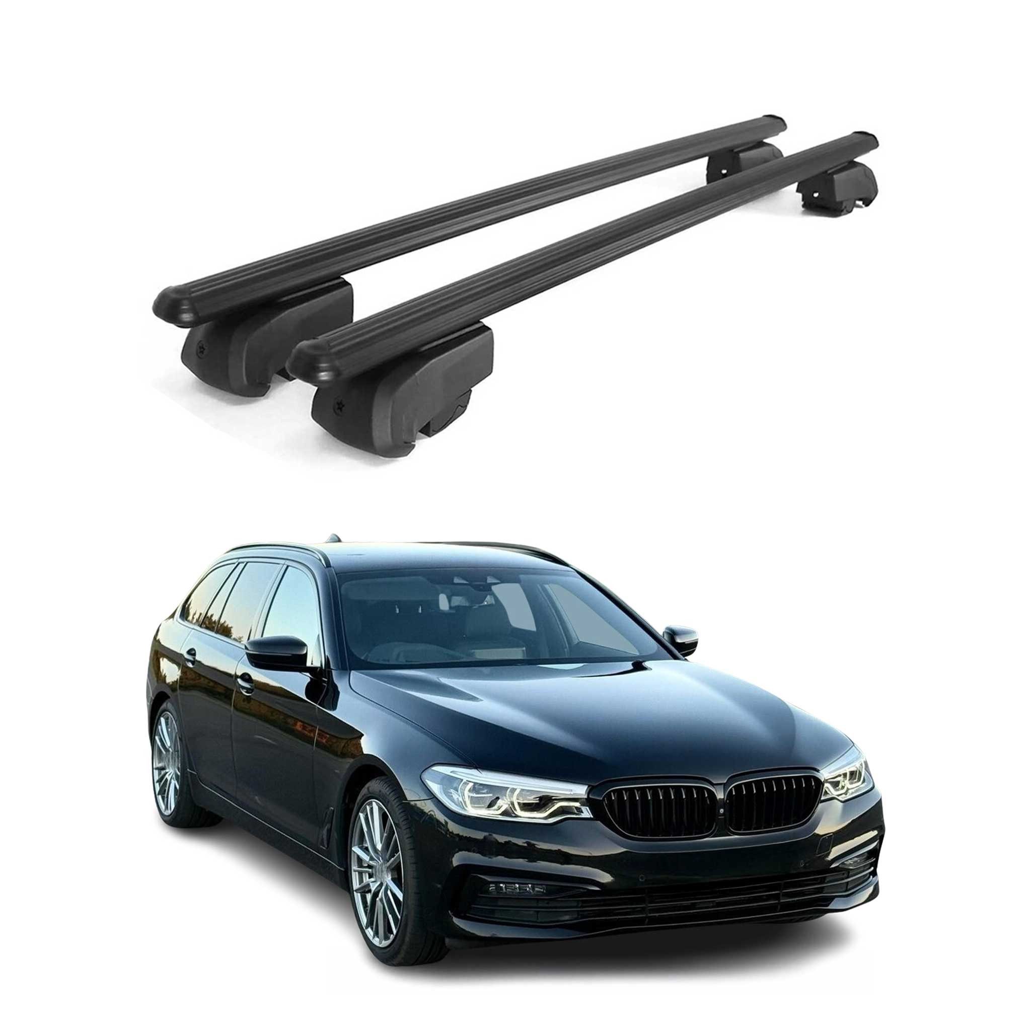 OMAC Dachträger Gepäckträger für BMW 5er G31 Touring 2017-2023 ABE Alu Schwarz 2x (2-St), Wasserbeständig,Abnehmbar,Multifunktional,Leichtgewichtig