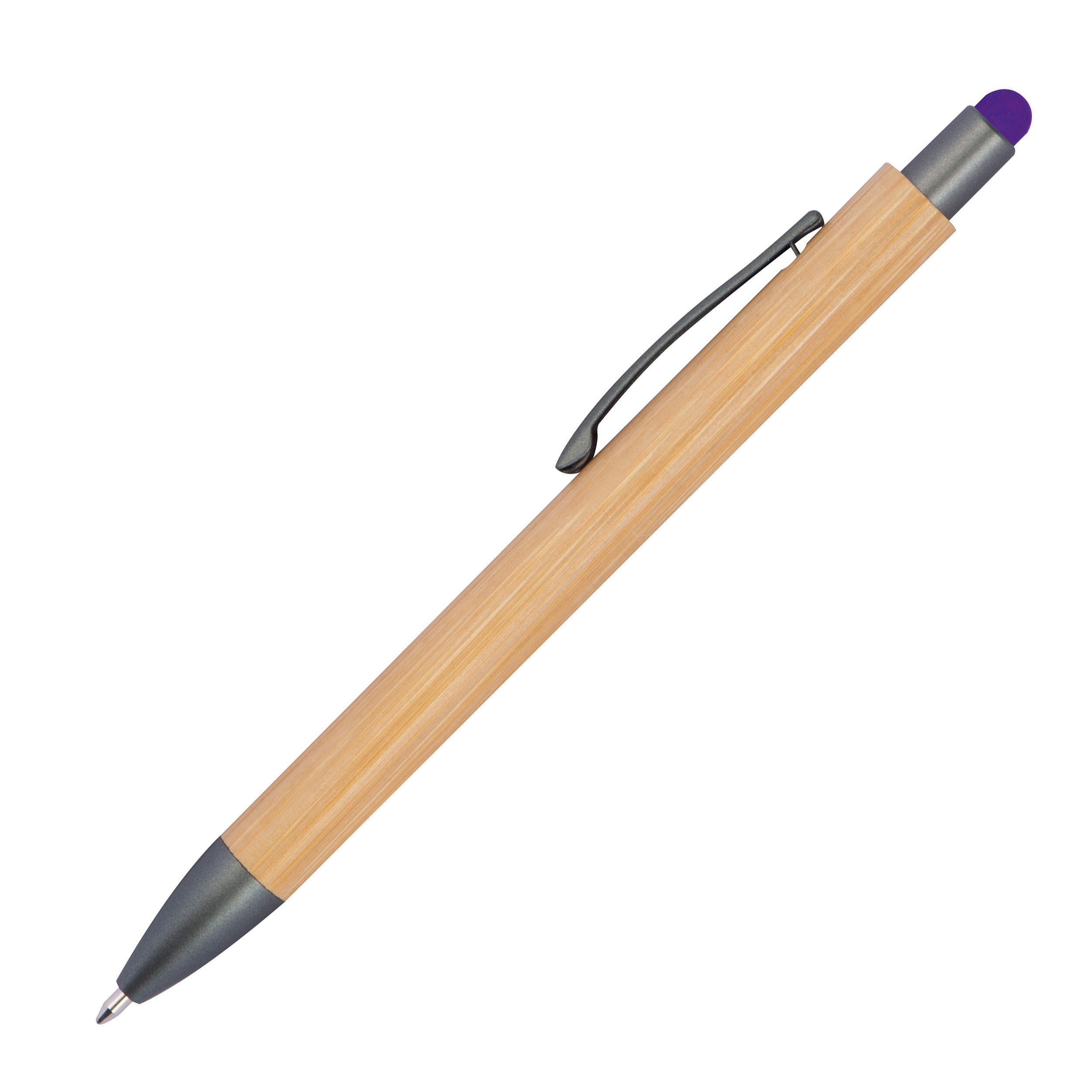 Livepac Office Kugelschreiber 10 Touchpen Holzkugelschreiber aus Bambus / Stylusfarbe: lila