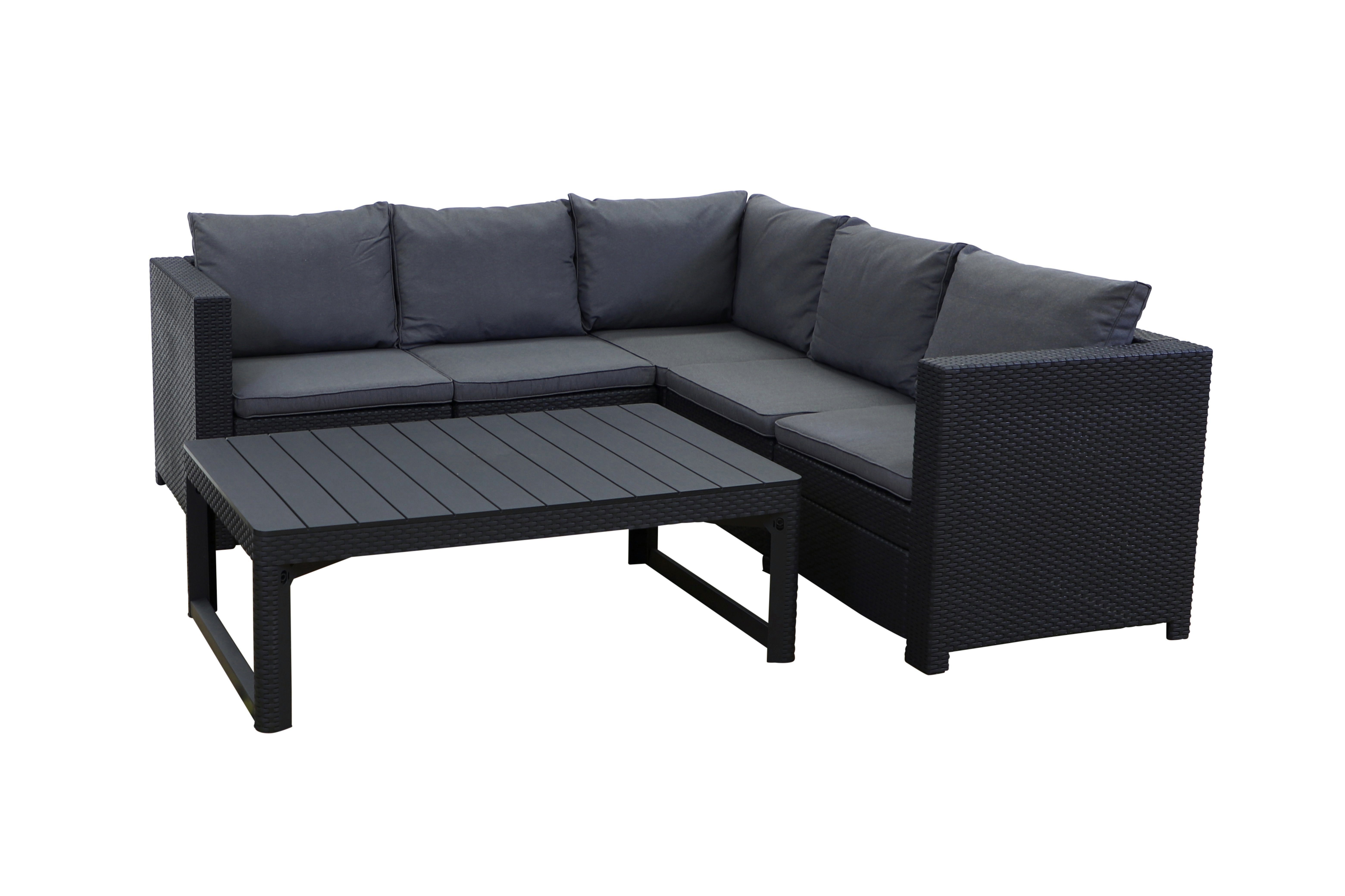 Keter Loungeset Provence Loungeecke mit Tisch, (Lounge Set, 2-tlg., inkl. Polsterauflagen), 1x Loungeecke, 1x höhenverstellbarer Tisch