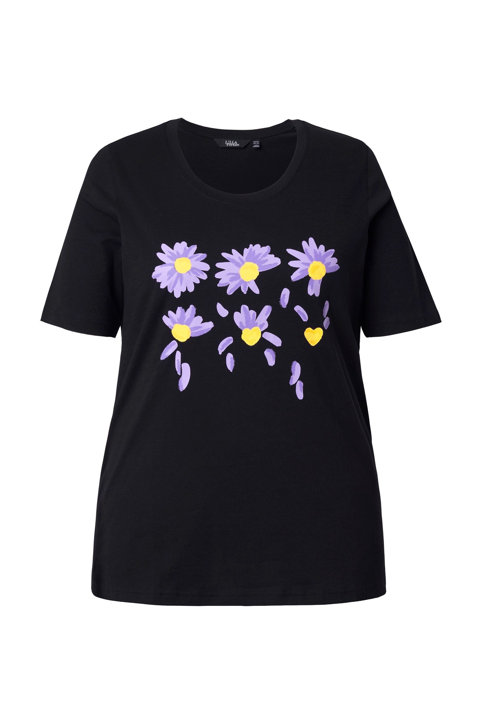 Ulla Popken T-Shirt T-Shirt Blüten Classic Rundhals Halbarm günstig online kaufen